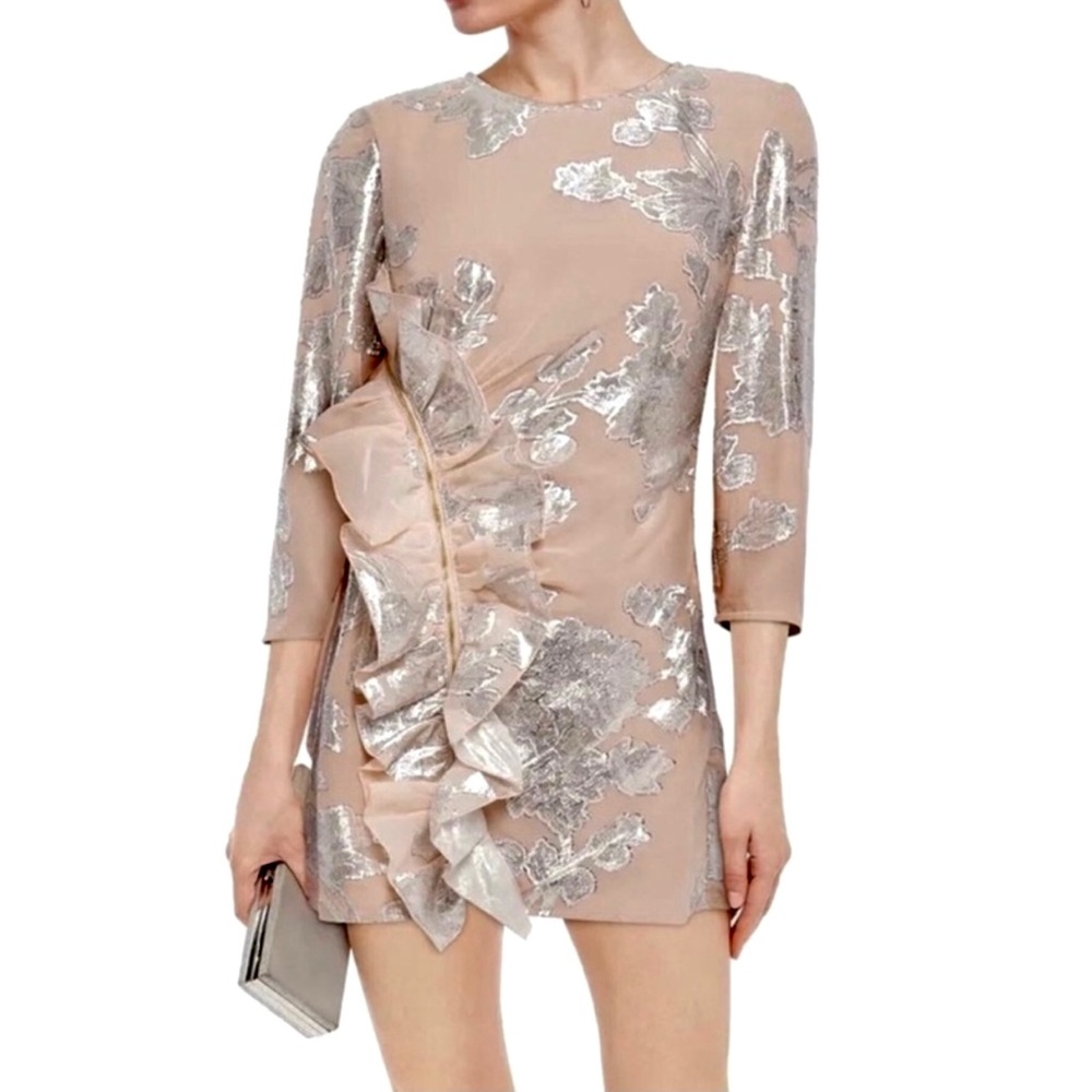 Self-Portrait Silver and Cream Mini Dress